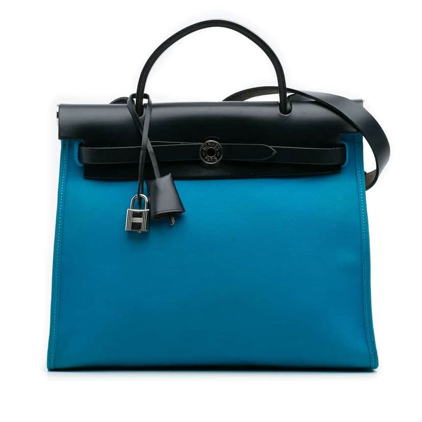 Hermès Toile Herbag Zip 31 Blue Canvas Good condition - Front View