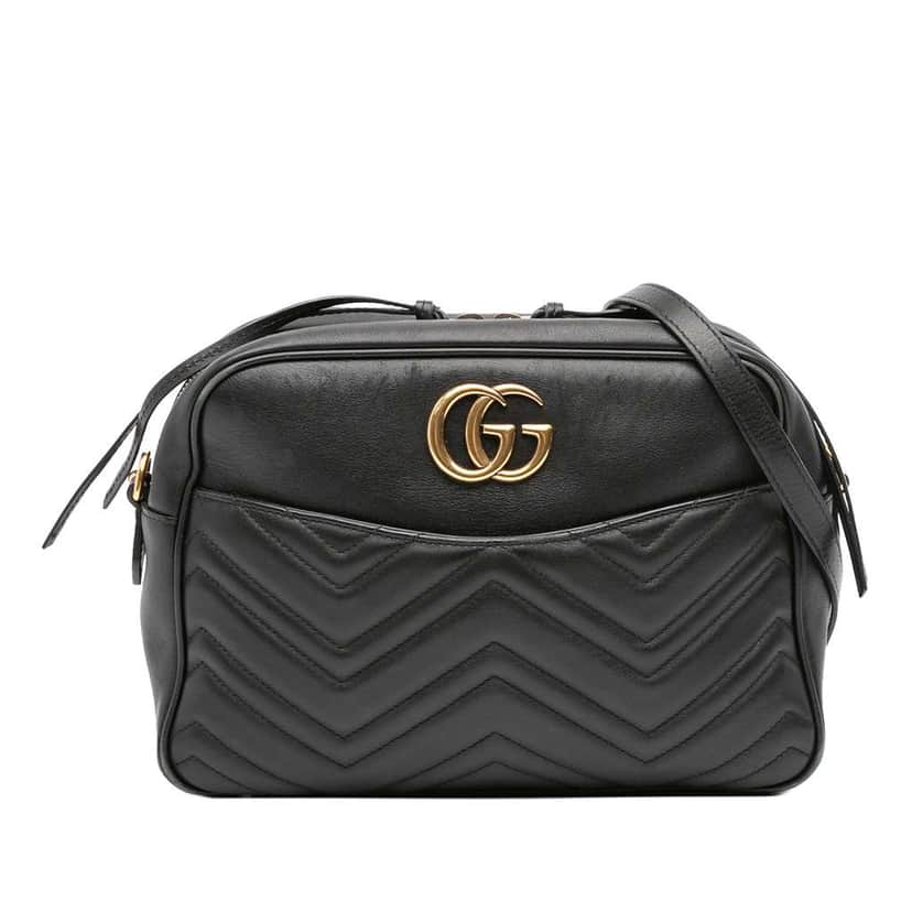 Gucci GG Marmont Matelasse Leather Crossbody Black Leather Good condition - Front View