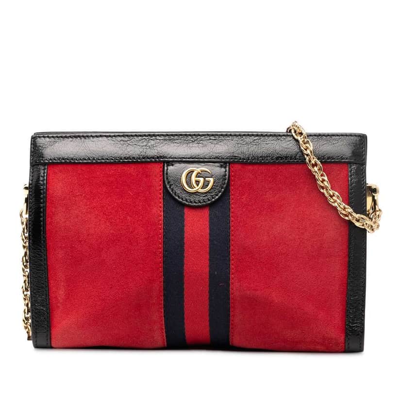 Gucci Small Suede Ophidia Chain Crossbody Red Leather Good condition - Front View