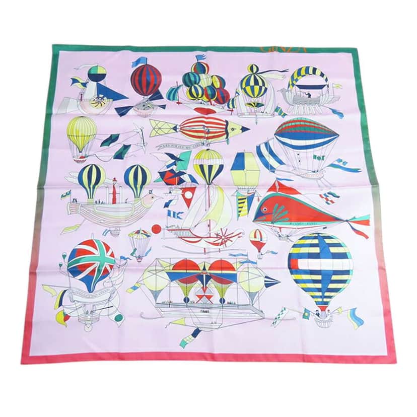 Hermès Les Folies Du Ciel Double Face Silk Scarf 90 Purple Silk Good condition - Front View