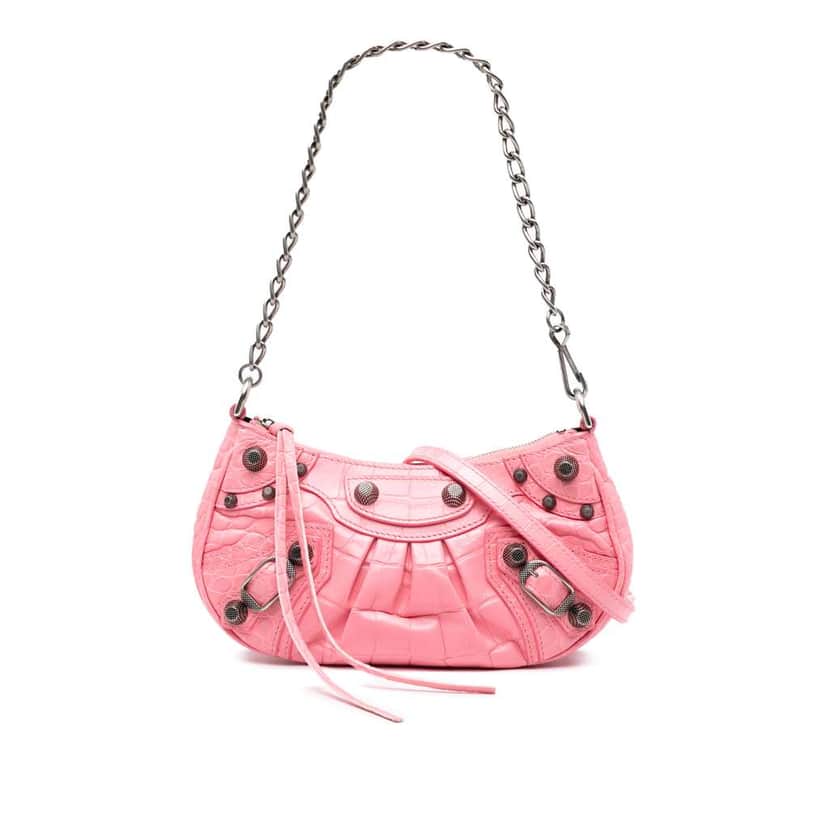 Balenciaga Mini Embossed Leather Motocross Le Cagole Pink Leather Very good condition - Front View