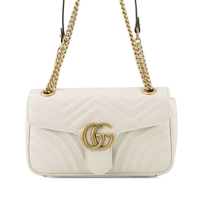 Gucci Medium GG Marmont Matelasse Leather Shoulder Bag Brown Leather Good condition - Front View