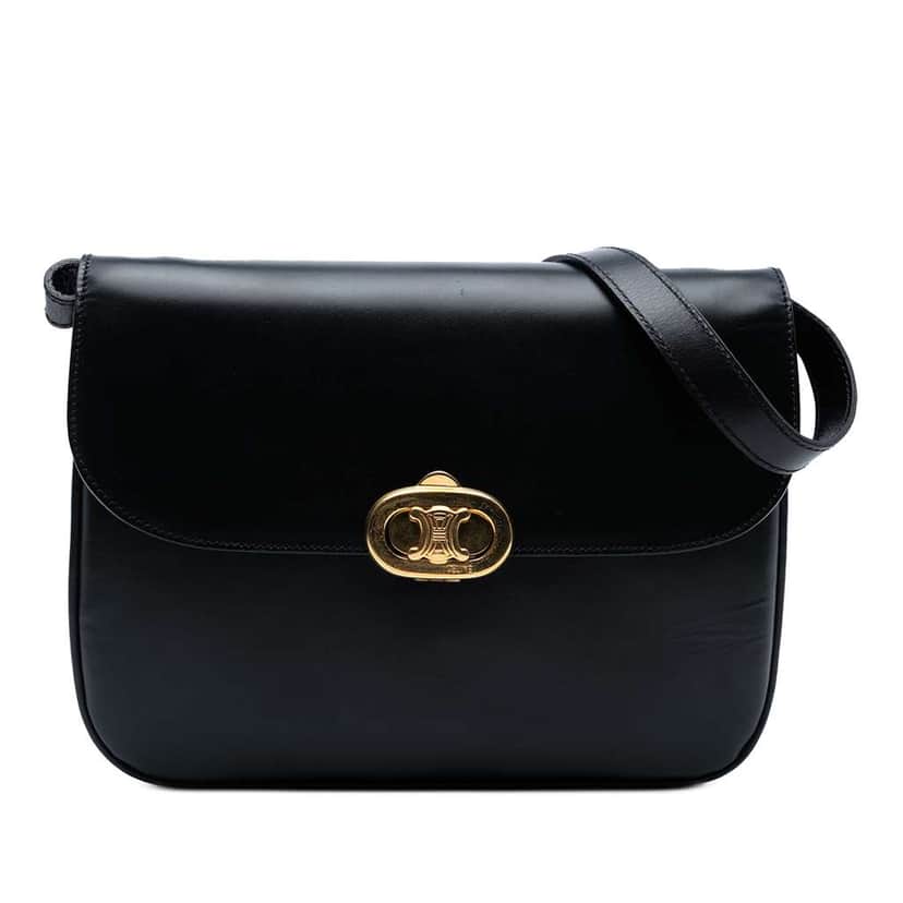 Celine Leather Triomphe Crossbody Black Leather Good condition - Front View