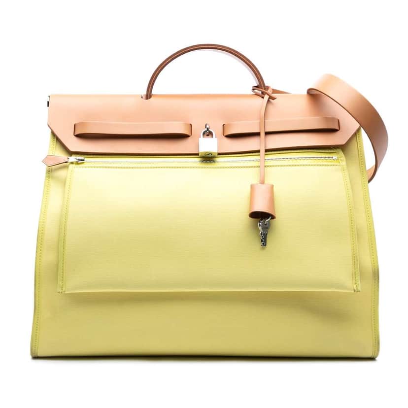 Hermès Toile Herbag Zip 39 Yellow Canvas Good condition - Front View