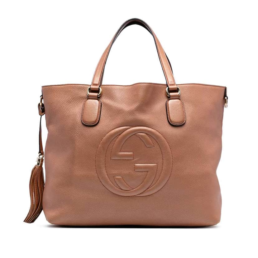 Gucci Large Leather Soho Working Tote Brown Leather Fair condition - Front View