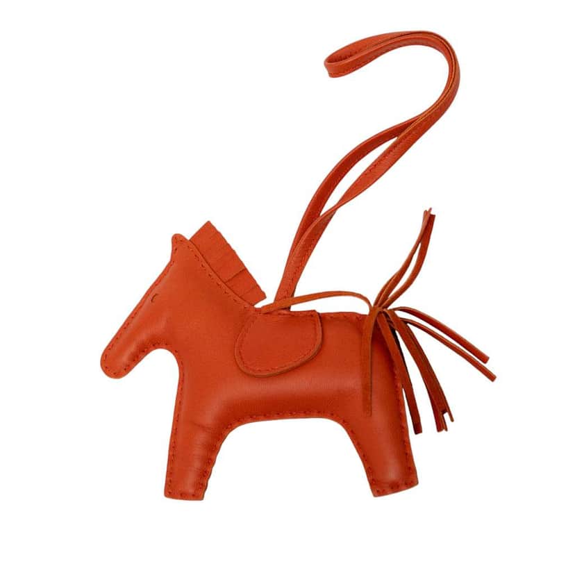 Hermès Milo Lambskin Grigri Rodeo Bag Charm MM Orange Leather Good condition - Front View