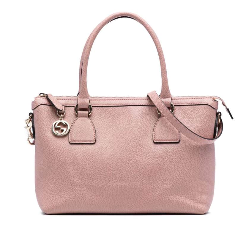 Gucci Dollar Calfskin GG Charm Satchel Pink Leather Very good condition - Front View