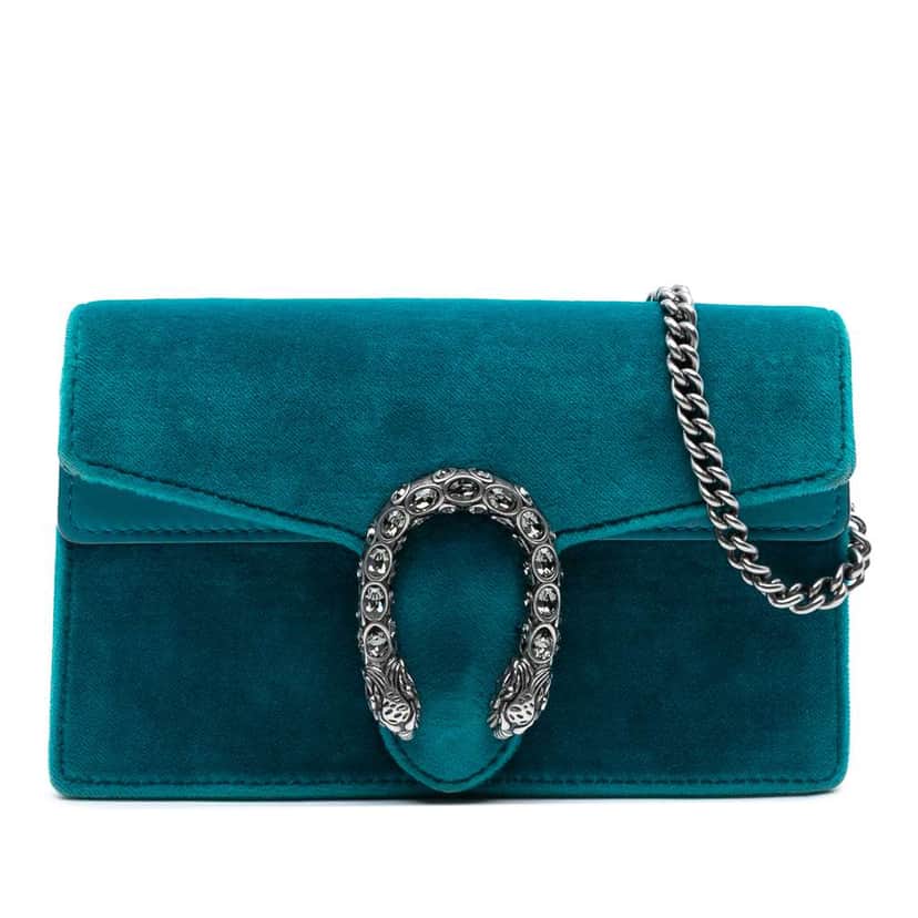 Gucci Mini Velvet Dionysus Crossbody Blue Velvet Good condition - Front View