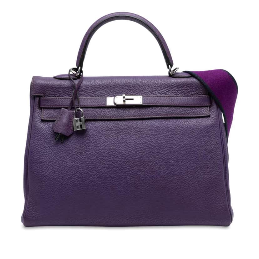 Hermès Togo Kelly II Retourne 35 Purple Leather Very good condition - Front View