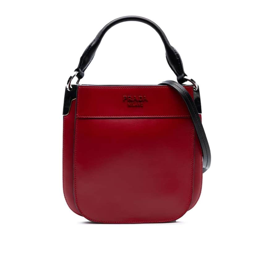 Prada Small City Calf Margit Satchel Red Leather Good condition - Front View