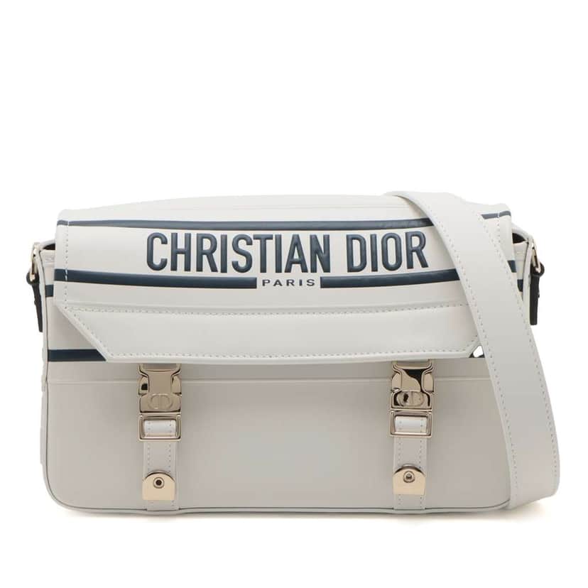 Dior Small Smooth Calfskin Embroidered Diorcamp Messenger Bag White Leather Good condition - Front View