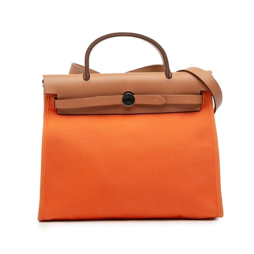 Hermès Toile Herbag Zip 31 Orange Canvas Good condition - Front View