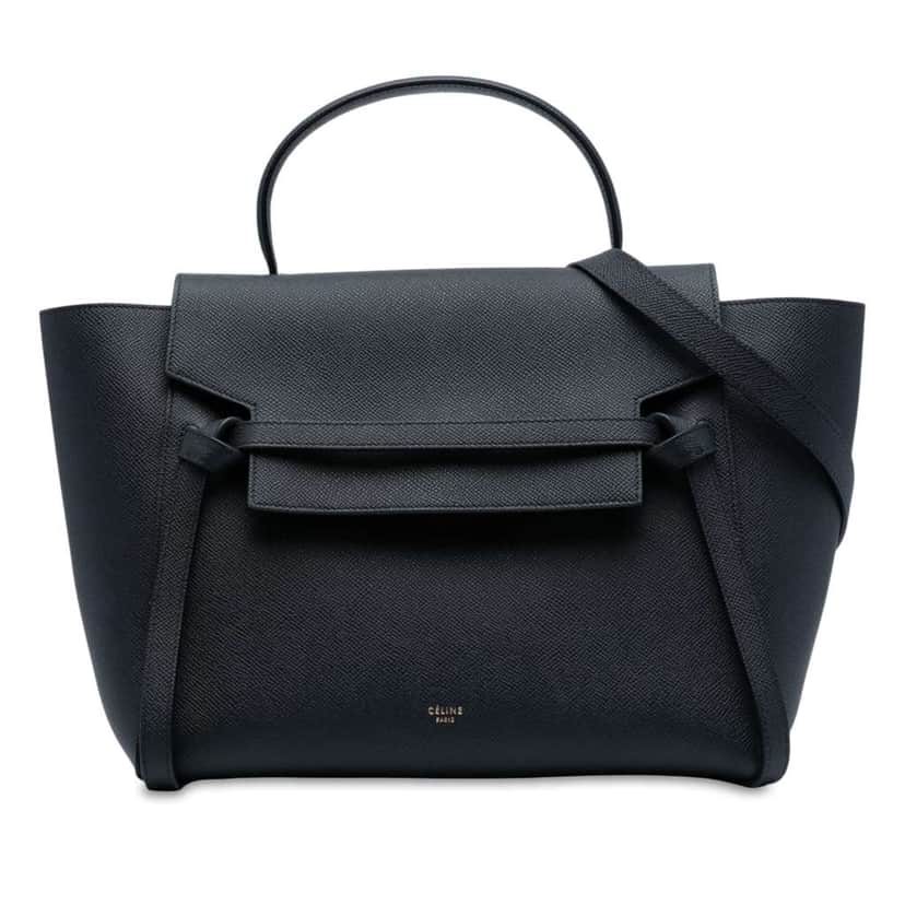Celine Mini Grained Calfskin Belt Bag Black Leather Good condition - Front View