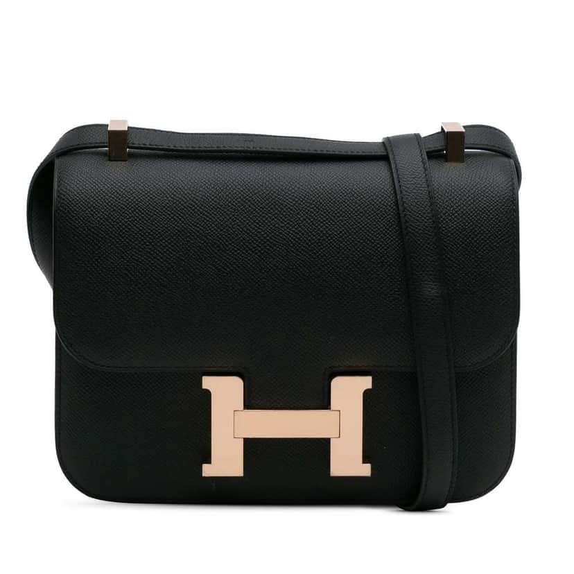 Hermès Epsom Constance 24 Black Leather Good condition - Front View