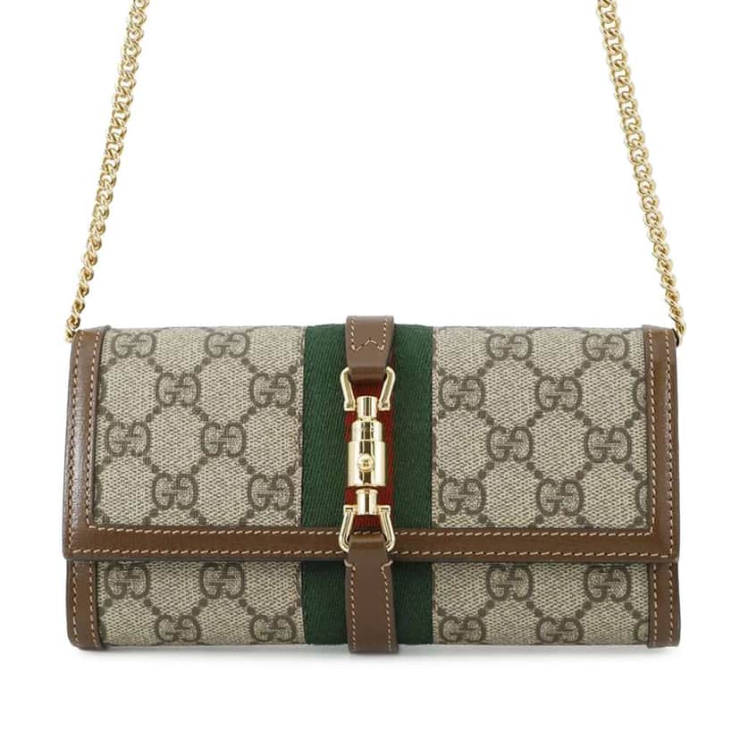 Gucci GG Supreme Jackie 1961 Wallet On Chain Brown Canvas Good condition - Front View