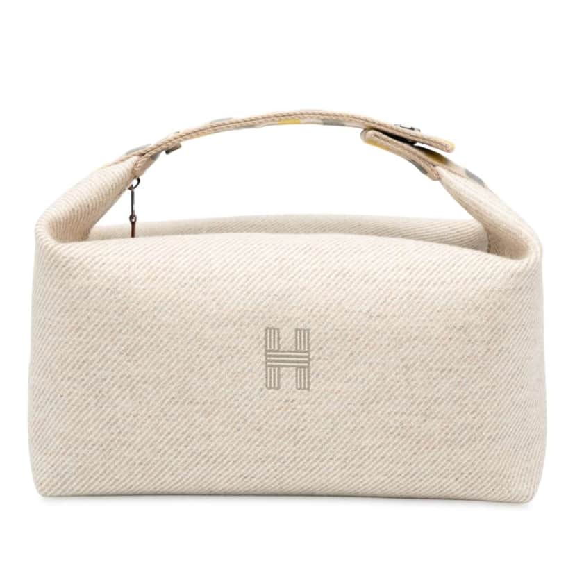 Hermès Large Wool Au Carre Bride A Brac Case Brown Wool Good condition - Front View