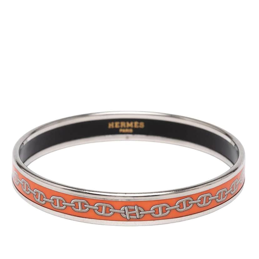 Hermès Narrow Chaine d Ancre Enamel Bangle 62 Orange Good condition - Front View