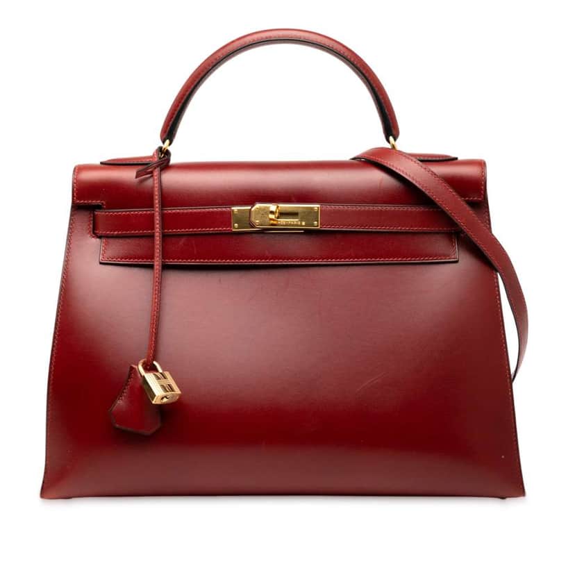 Hermès Box Calf Kelly Retourne 32 Red Leather Good condition - Front View