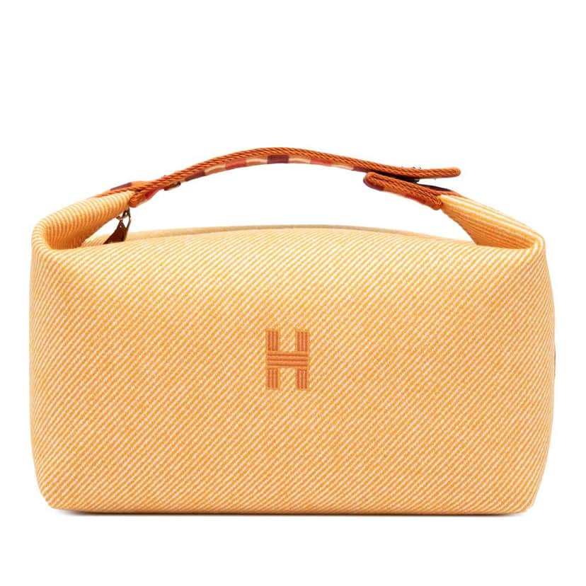 Hermès Large Wool Bride A Brac Au Carre Case Orange Wool Good condition - Front View