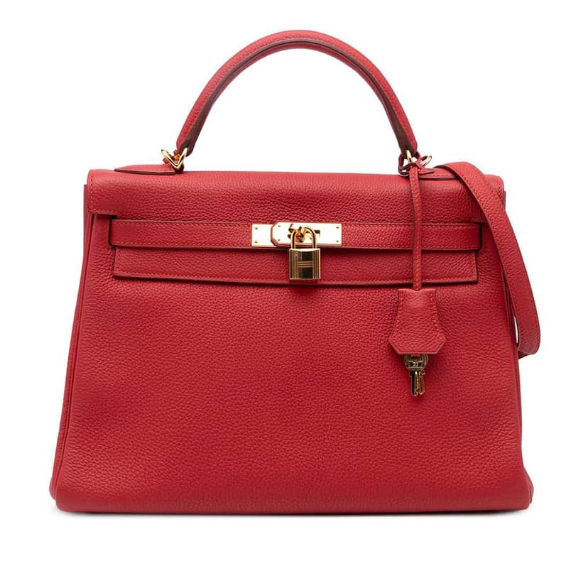 Hermès Togo Kelly II Retourne 32 Red Leather Fair condition - Front View