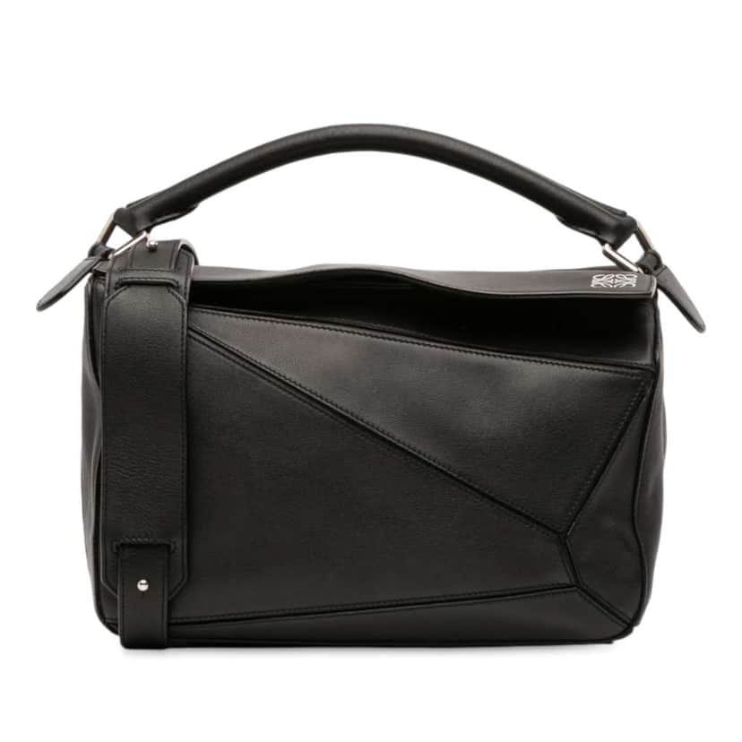 Loewe Medium Calfskin Puzzle Satchel Black Leather Good condition - Front View