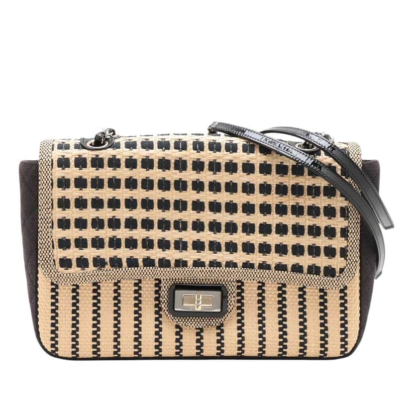 Chanel Woven Raffia Cannes Mademoiselle Single Flap Brown Good condition - Front View