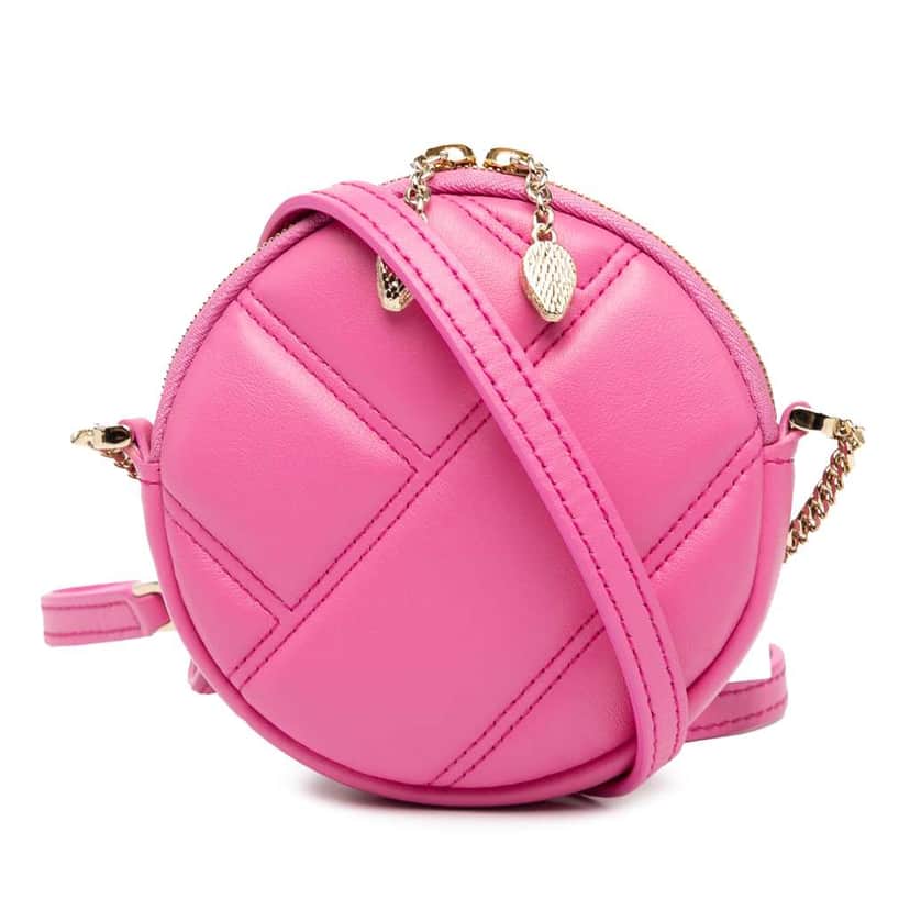 Bvlgari Leather Serpenti Cabochon Round Crossbody Pink Leather Good condition - Front View
