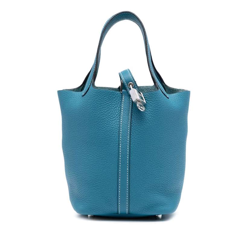 Hermès Clemence Picotin Lock 18 Blue Leather Good condition - Front View