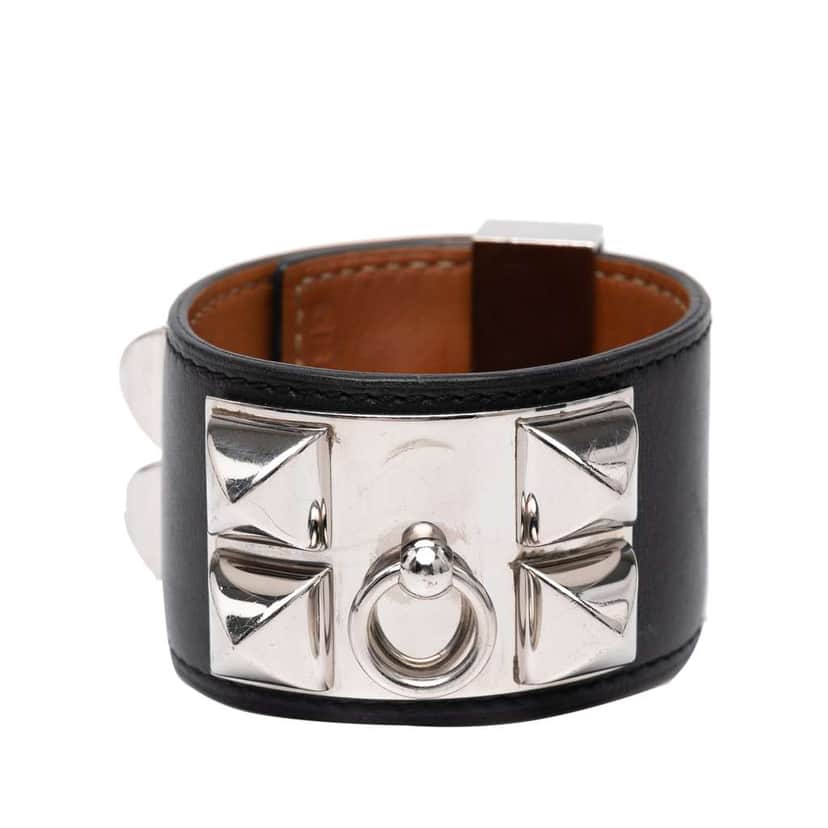 Hermès Swift Collier de Chien Bracelet S Black Leather Good condition - Front View