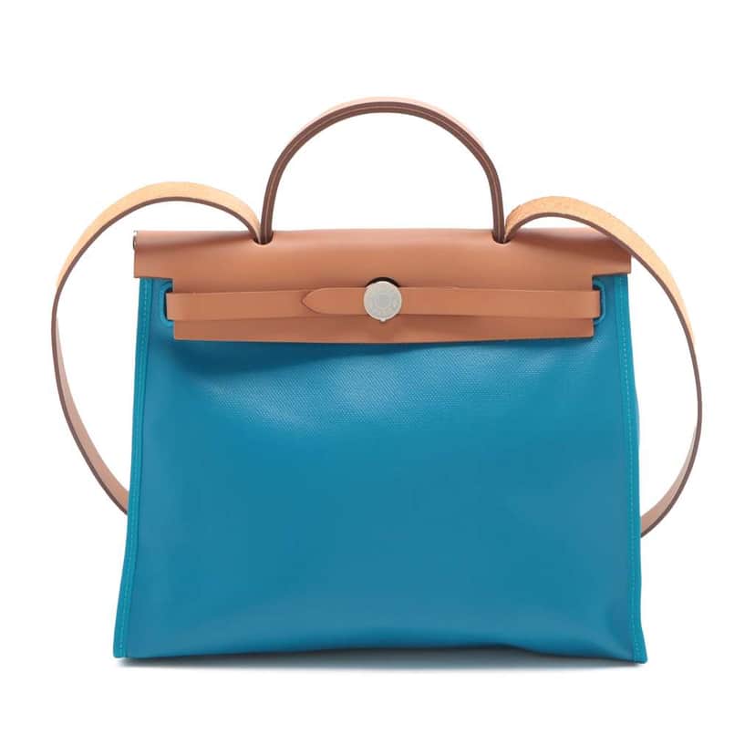 Hermès Toile H Berline Vache Hunter Herbag Zip 31 Blue Canvas Very good condition - Front View