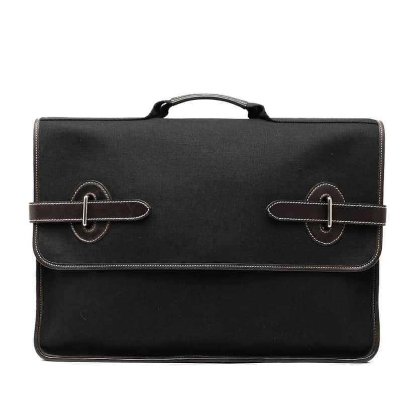 Hermès Toile Officier Buenaventura MM Black Canvas Good condition - Front View