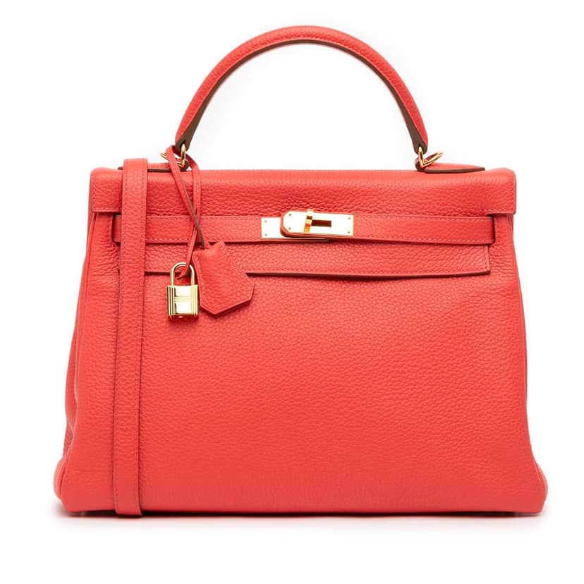 Hermès Togo Kelly II Retourne 32 Red Leather Good condition - Front View