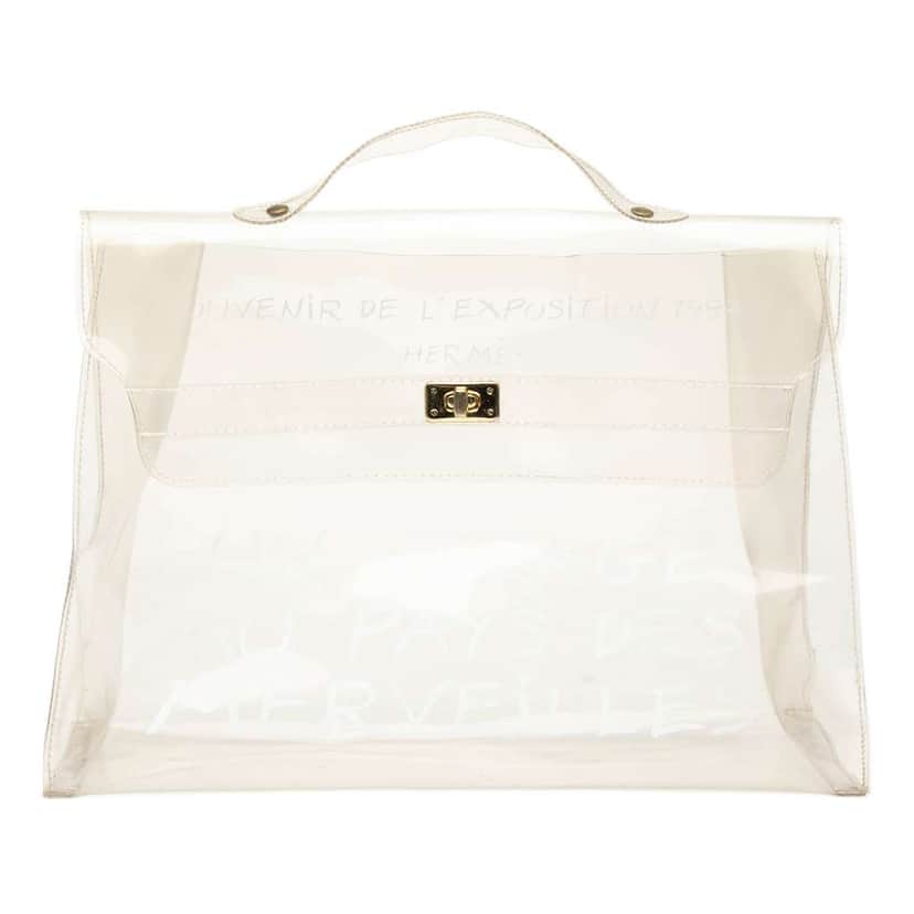 Hermès Vinyl Souvenir De L Exposition Kelly Handbag White Good condition - Front View