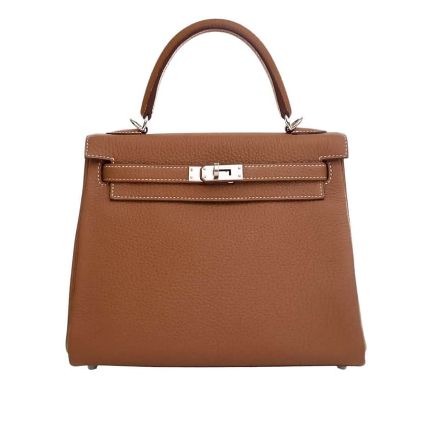Hermès Togo Kelly II Retourne 25 Brown Leather Good condition - Front View