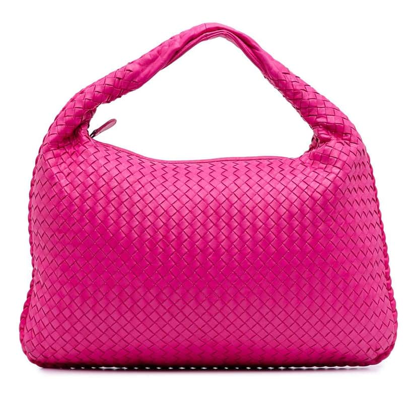 Bottega Veneta Medium Nappa Intrecciato Veneta Hobo Pink Leather Good condition - Front View