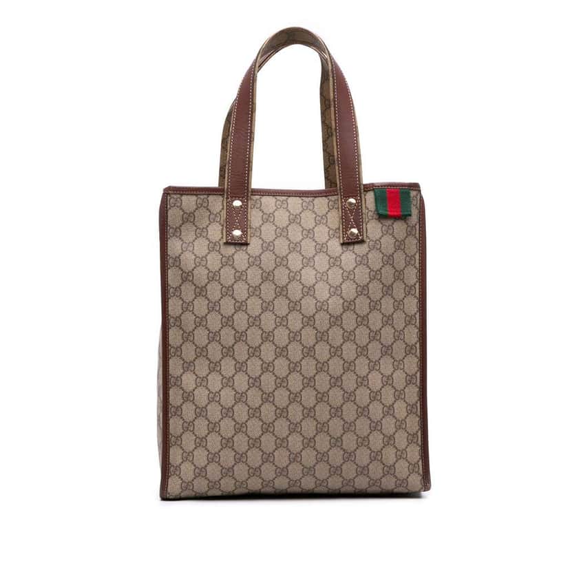 Gucci GG Supreme Web Tote Brown Canvas Good condition - Front View
