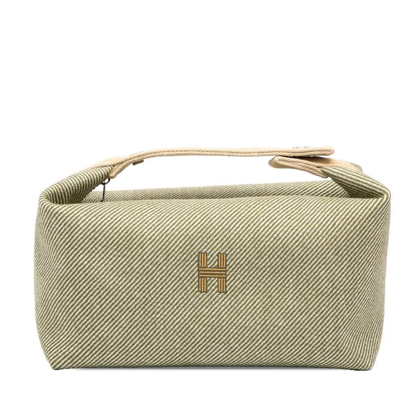 Hermès Large Wool Bride A Brac H Natte Case Green Wool Good condition - Front View