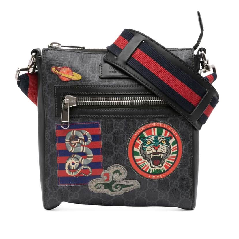 Gucci GG Supreme Night Courrier Messenger Bag Black Canvas Very good condition - Front View