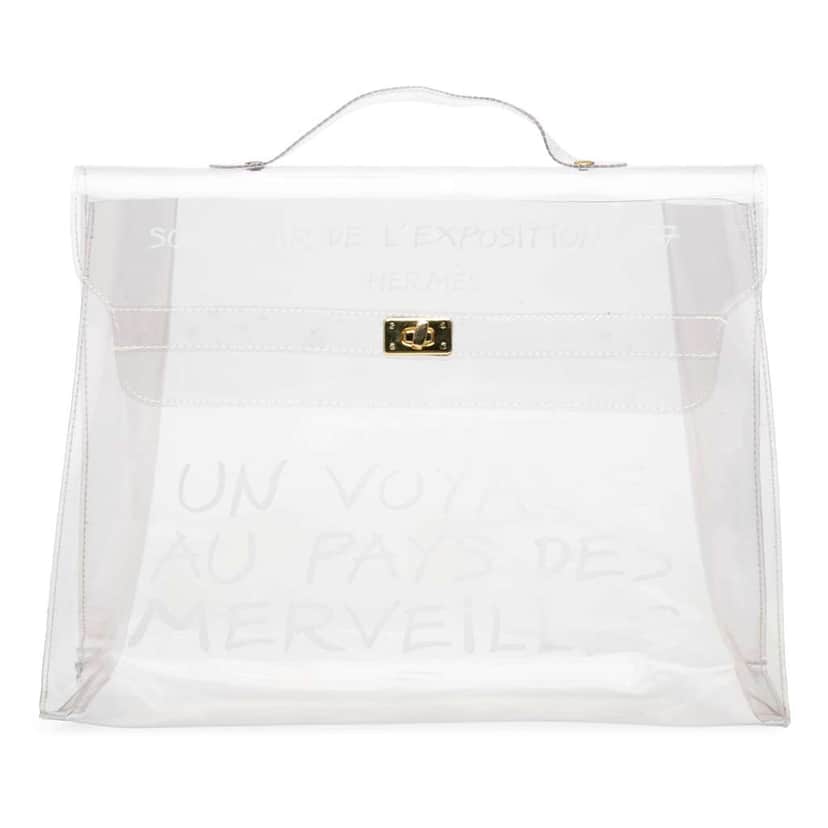 Hermès Vinyl Souvenir De L Exposition Kelly Handbag White Good condition - Front View