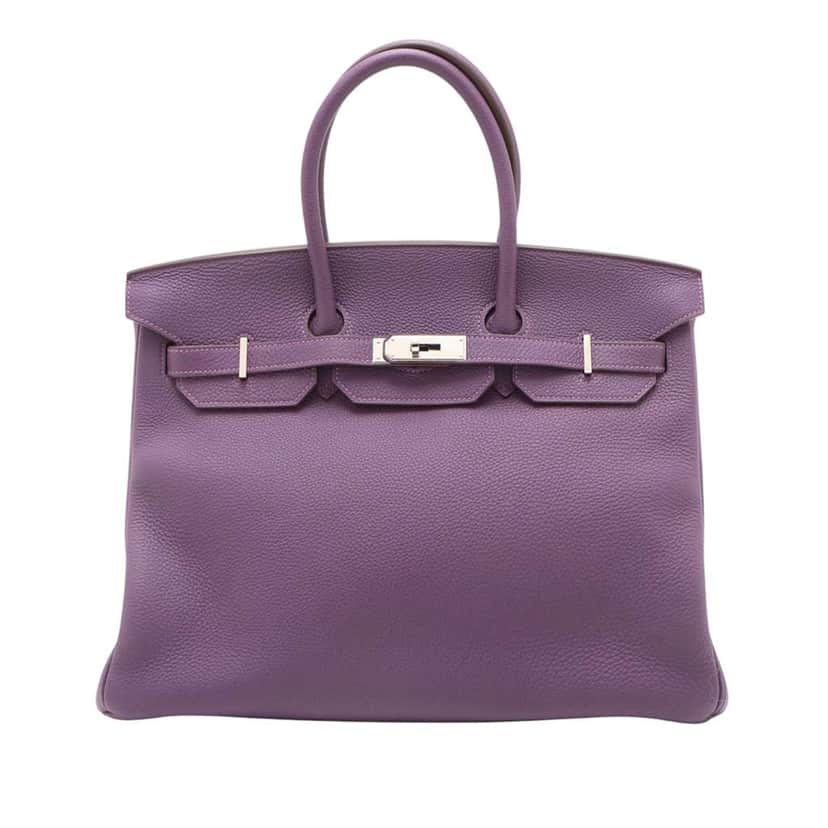 Hermès Togo Birkin Retourne 35 Purple Leather Good condition - Front View
