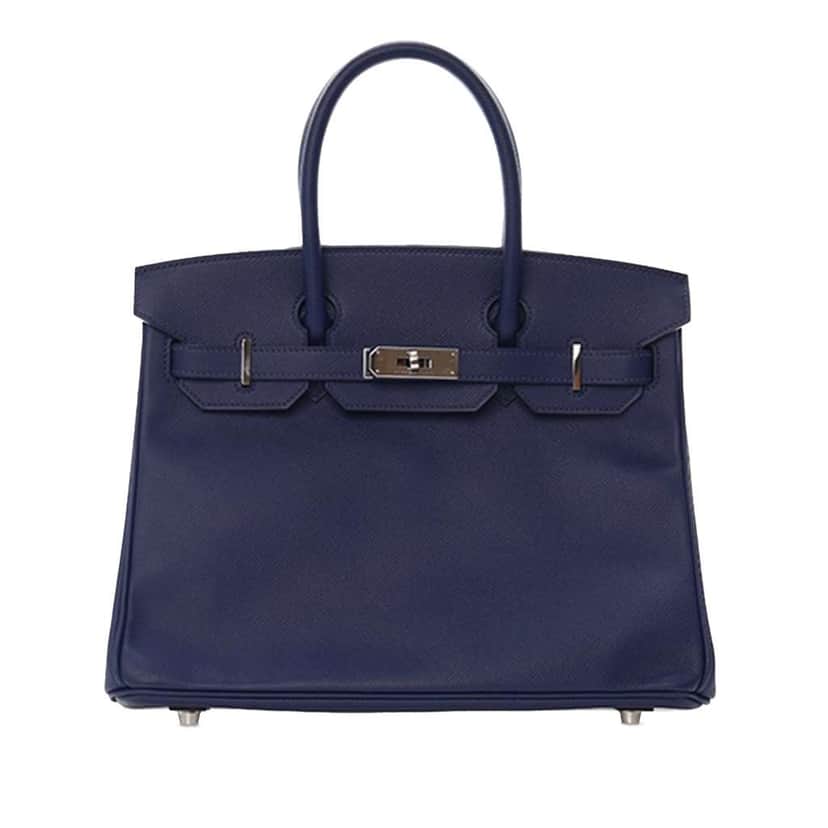 Hermès Epsom Birkin Retourne 30 Blue Leather Good condition - Front View
