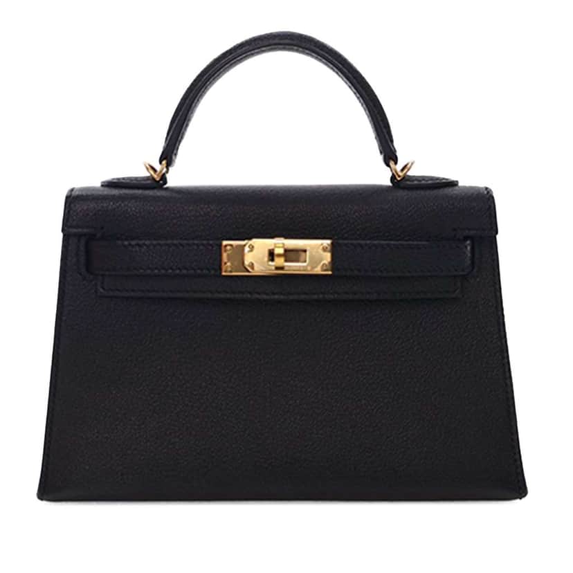 Hermès Mini Chevre Kelly II Sellier 20 Black Leather Good condition - Front View