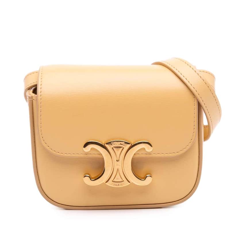 Celine Mini Shiny Calfskin Triomphe Crossbody Yellow Leather Good condition - Front View