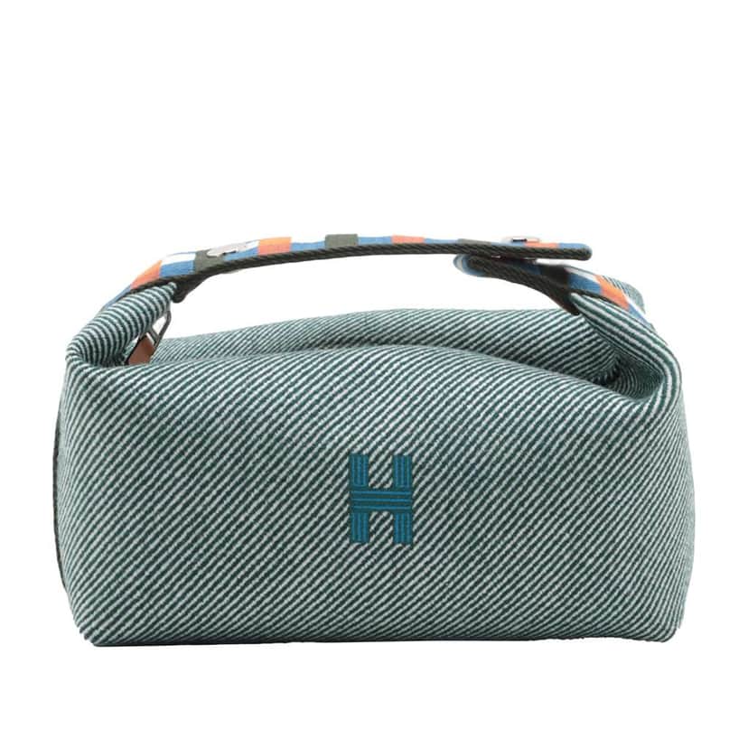 Hermès Small Wool Bride A Brac H Natte Case Green Wool Good condition - Front View