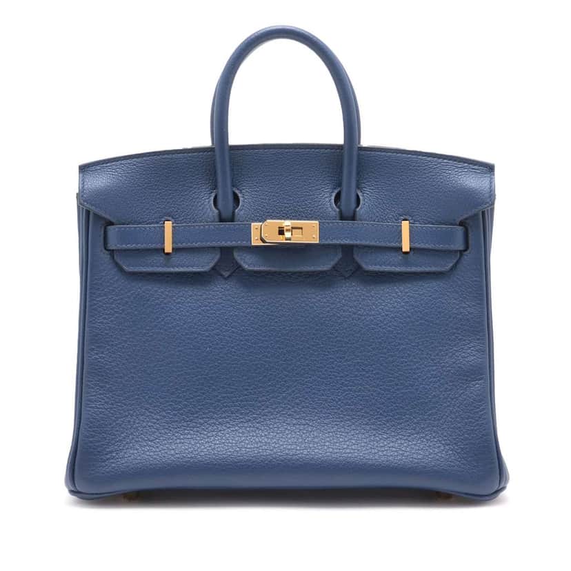 Hermès Clemence Birkin Verso Retourne 25 Blue Leather Good condition - Front View
