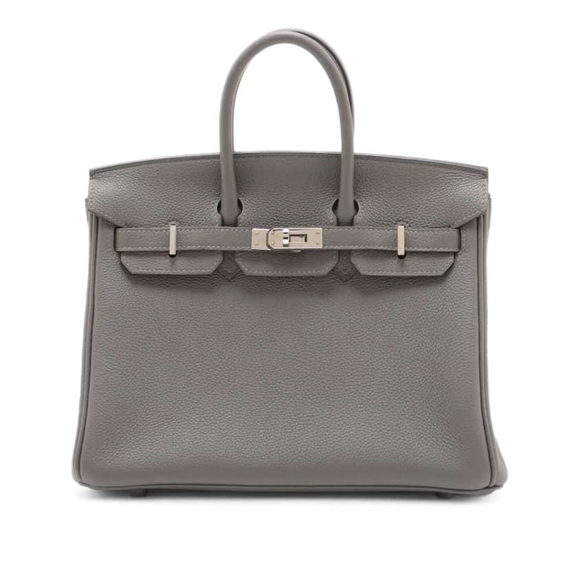 Hermès Togo Birkin Retourne 25 Grey Leather Good condition - Front View