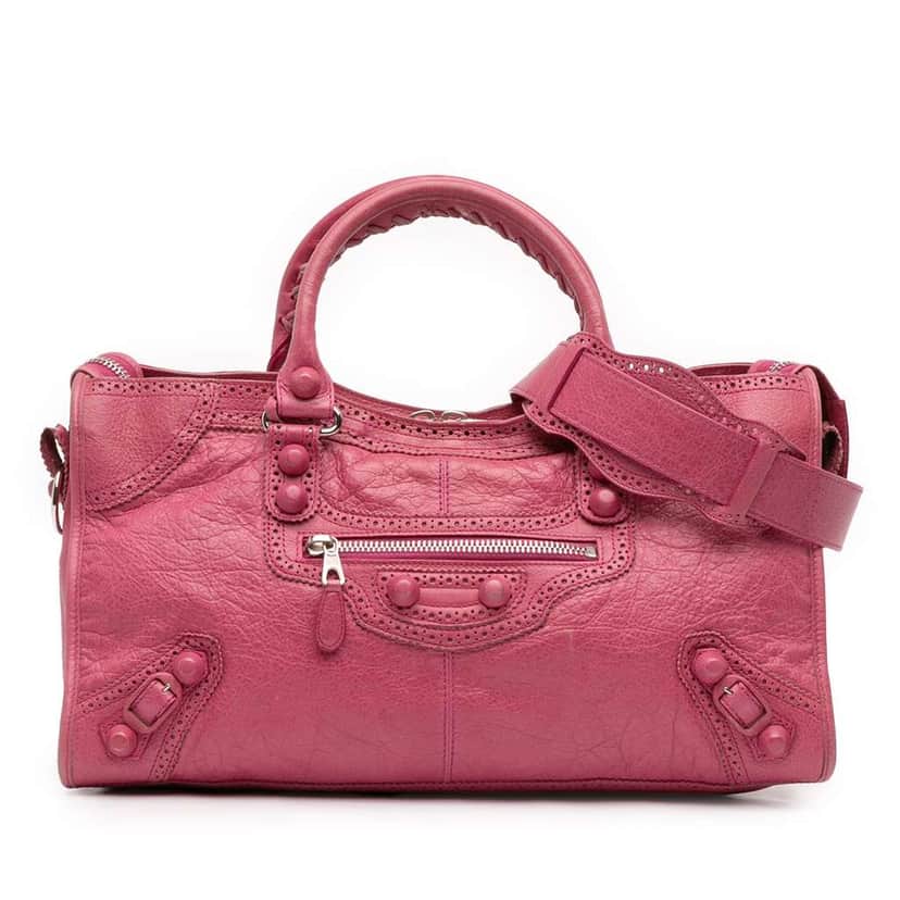 Balenciaga Lambskin Motocross Giant Brogues Part Time Satchel Pink Leather Good condition - Front View
