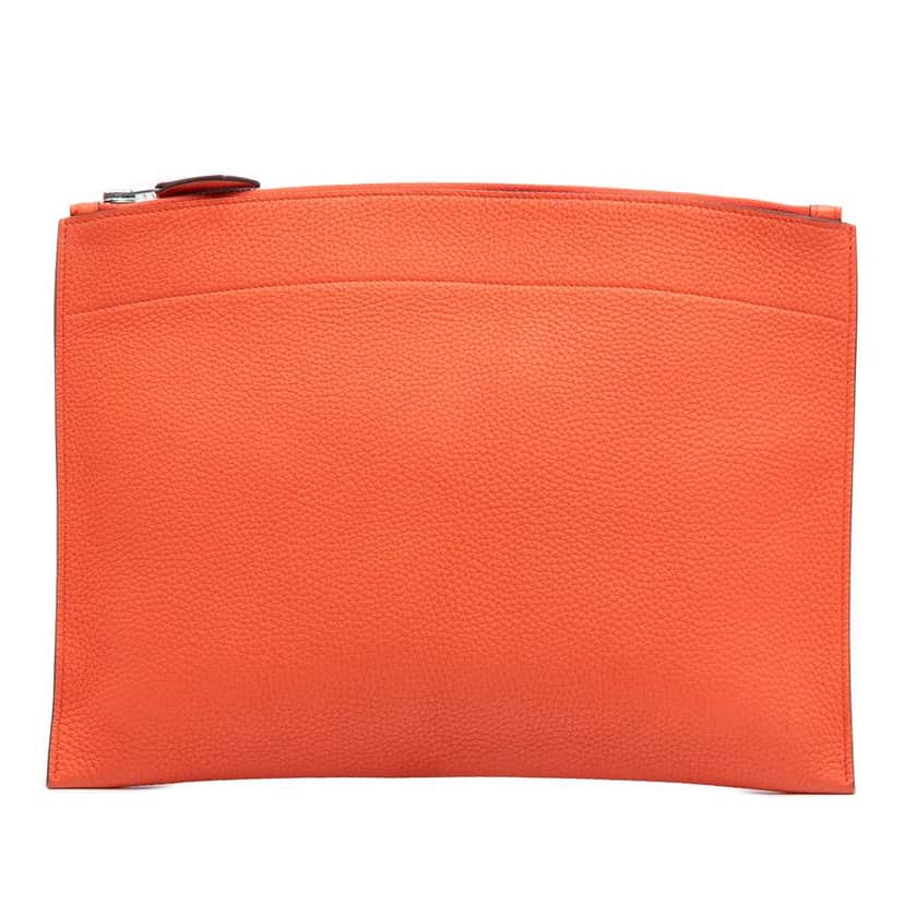 Hermès Medium Togo Bazar Pouch Orange Leather Good condition - Front View