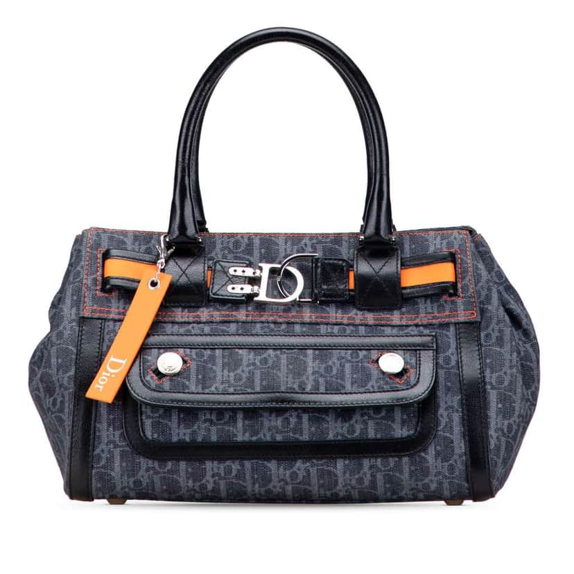 Dior Diorissimo Trotter Denim Flight Handle Bag Blue Denim Good condition - Front View