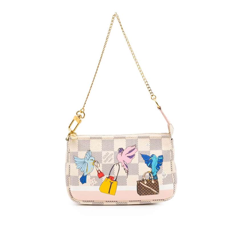 Louis Vuitton Damier Azur Christmas Birds Mini Pochette Accessoires White Canvas Good condition - Front View